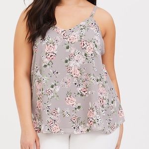 Torrid Gray Floral Tie-back Cami 🌸